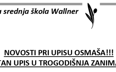 NOVOSTI PRI UPISU OSMAŠA!!! DIREKTAN UPIS U TROGODIŠNJA ZANIMANJA!!!